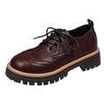 thumbnail image 6 of HEWUQI Womens Platform Mary Jane Oxfords Leather Comfortable Vintage Lace up Wingtip Non Slip Dressy Shoes Business Casual Chunky Heels Brown Size 7, 6 of 6