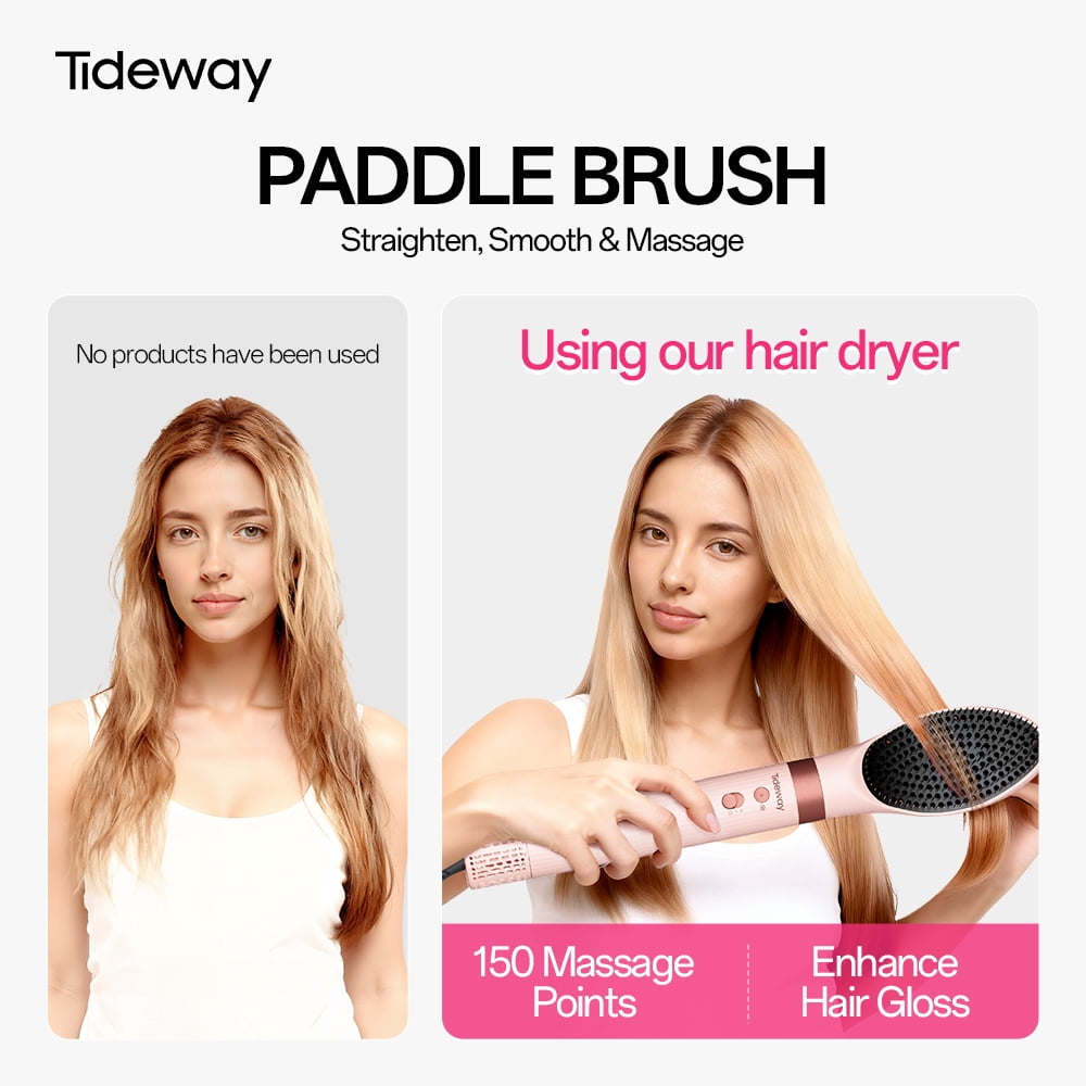 Tideway Prowaver 6-in-1 Hot Air Styler Wrap, Ionic Dual Voltage Hair Dryer & Blow Dryer Brush
