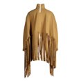 thumbnail image 4 of Womens Turtleneck Fringe Tops Bating Long Sleeve Jacket Vintage Tassel Poncho Cape Oversized Pullover Sweatshirt Dress, 4 of 6