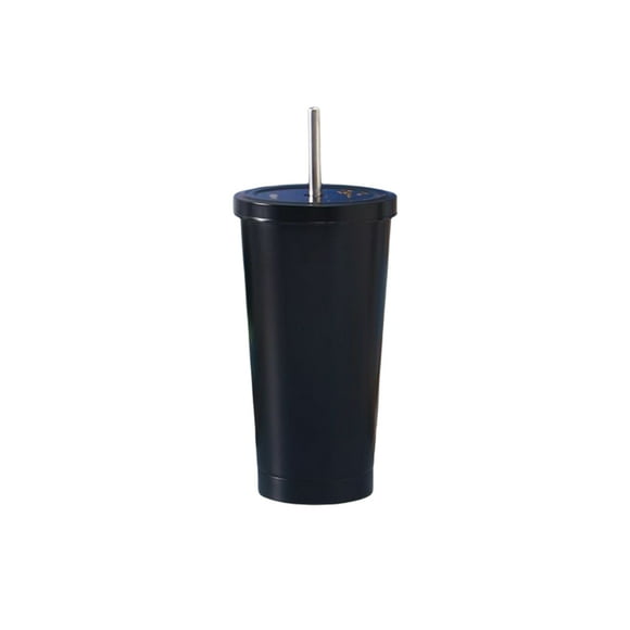 Billuyoard Frasco de vacío de acero inoxidable, paja desmontable antideslizante, 500ml, reutilizable, lavable, para leche, café, agua, taza, suministros Cocina y Comedor Negro Billuyoard HA073675-06B
