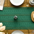 thumbnail image 2 of Sm:)e Dark Green Farmhouse Woven Rustic Hollow Table Runner, Boho Table Runner 12x36 Inch, Dining Kitchen Home Decor, 2 of 7