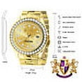 thumbnail image 5 of Mens Full Solid stainless Steel Solitaire 18K Yellow Gold Finish Simulated Diamond 41mm Watch, 5 of 6
