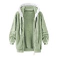 thumbnail image 4 of Tiqkatyck Winter Jackets for Women, Women's Solid Color Plush Coat Hooded Pullover Warm Wool Coat Zipper Top Fleece Jacket Women, Winter Coats for Women Green L, 4 of 6
