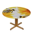 thumbnail image 3 of Awypu  Round Fitted Tablecloth Sunflower Animal Floral Bee Table Cloth with Elastic Edged Waterproof Wipeable Round Table Cover for Patio Parties Outdoor Decor White, 3 of 7