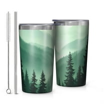 Misty Forest Landscape 10oz Tumblers Stainless Steel Tumbler with Lid and Straw,Vacuum Insulated Double Wall Travel Tumbler Cups with Cleaning Brush for Coffee, Tea