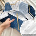 thumbnail image 4 of Queen Size Fitted Sheet Set - Navy Blue Marble 3 Piece Bedding Sets 16" Deep Pocket Fitted Sheet with 2 Pillowcases, Gold White Geometric Hexagon Modern Brushed Microfiber Hotel Luxury Bed Sheets, 4 of 9
