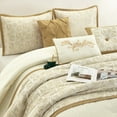 thumbnail image 3 of Nanshing Pillar 9 Piece Leaves Jacquard Comforter Set, Gold, California King, 3 of 5