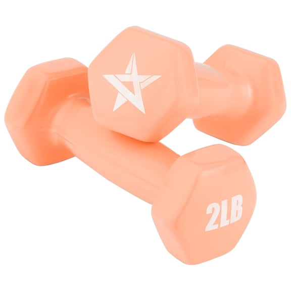 Yes4All 10 lb Vinyl Hexagon Dumbbell, Set of 2 Hand Weights for Strength Training, Pink