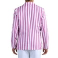 thumbnail image 3 of INSPIRE CHIC Striped Blazers for Men's Peak Lapel Sports Coat Double Breasted Business Stripes Suit Jacket XL Pink White, 3 of 6