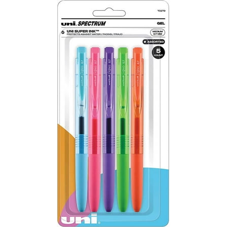 uni-ball® Spectrum Retractable Gel Pens, Medium Point, 0.7 mm, Assorted Barrel Colors, Assorted Ink Colors, Pack Of 5 pens
