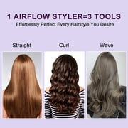 NEXPURE Airflow Styler Curling Iron, Flat Iron Hair Straightener and Curler 2 in 1, Ionic Curling Wand with 360°Cool Air Lock in Styling,5 Temps & Anti-Scald, Purple