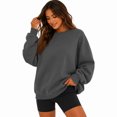 thumbnail image 7 of UDAUDU Womens Oversized Sweatshirts Crewneck Long Sleeve Fleece Pullover Tops Fall Y2k Sweater Cute Hoodies Dark Gray L, 7 of 7