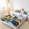 thumbnail image 4 of Homewish Japanese Cabin Full Size Sheets,Japanese Fuji Mountain Bed Sheets,Pink Cherry Blossom Sheet Sets For Kids,Luxury Bedroom Decor,4pcs, 4 of 7