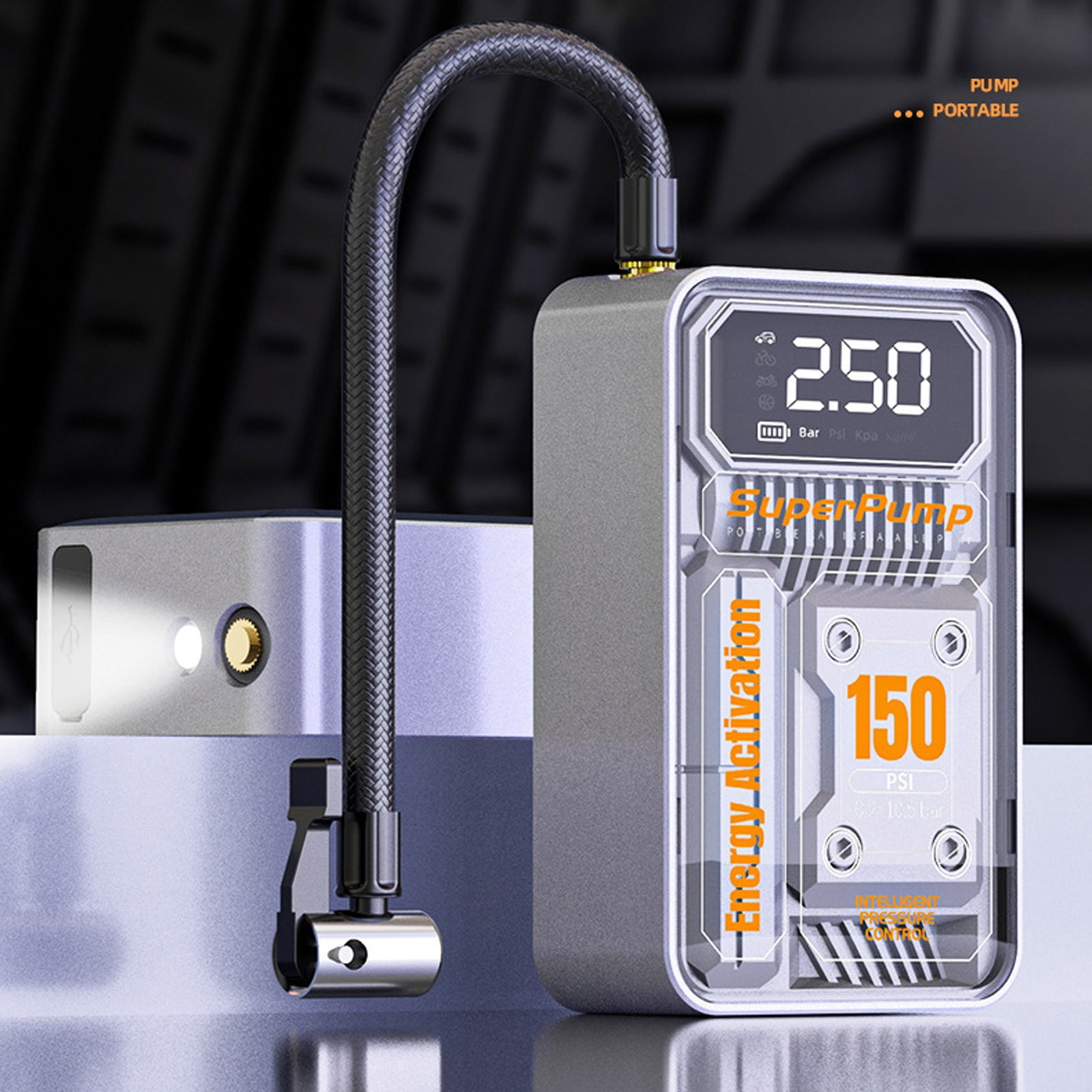LLDYYDS Tire Inflator Portable Air Compressor, 180PSI & 15000mAh Cordless Air Pump for Car Tires with Pressure Gauge, 3X Faster Tire Pump with Cigarette Lighter Plug for Car
