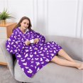 thumbnail image 5 of Oversized Wearable Blanket Hoodie,Purple White Butterfly Pattern Sherpa Blanket Hoodie with Super Pockets,Super Warm Fuzzy Pullover for Women & Men, 5 of 6