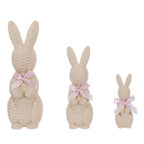 Sentmoon Paniers Paniers de Rangement pour Étagères Statue de Lapin en Résine Tissée et Rotin Décor de Jardin Fait Main Figurine de Lapin Mignon Ornement d'Étagère de Bureau à Domicile Décoration de Printemps de Pâques Art Animal