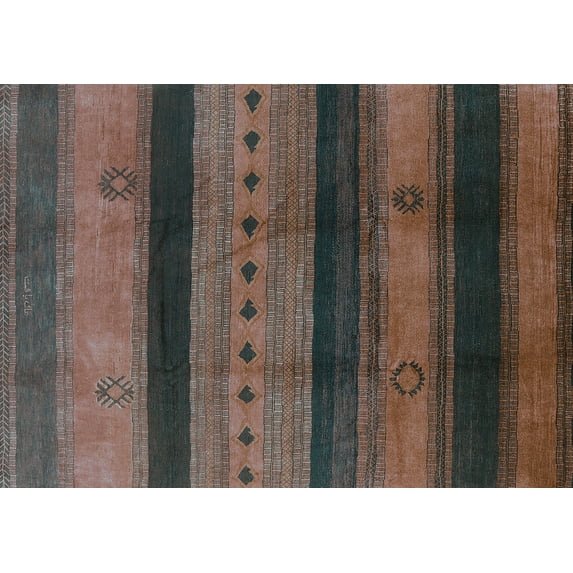 Ahgly Company Indoor Rectangle Solid Turquoise Blue Modern Area Rugs, 5' x 7'