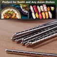 thumbnail image 5 of Reusable Sushi Chopsticks Set 304 Stainless Steel Non-Slip Japanese Food Chinese Korean Metal Chop Sticks Dishwasher Safe (silver 5 pairs), 5 of 7