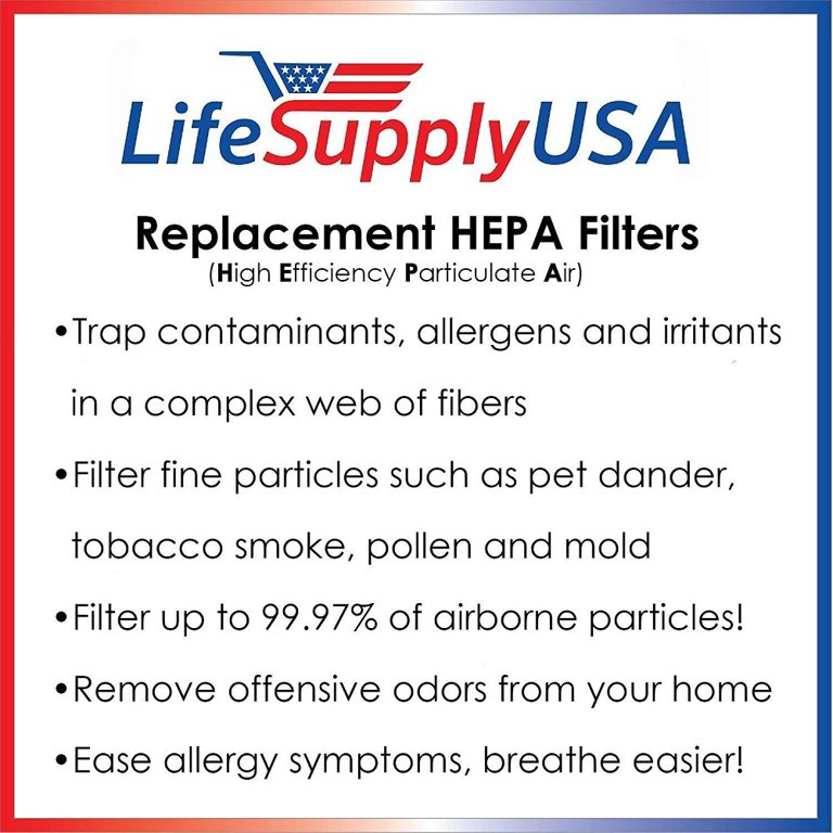 LifeSupplyUSA 7.5 in. x 7.5 in. x 2.4 in. Replacement True HEPA