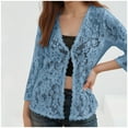 thumbnail image 2 of Fiaer.Long Sleeve Lace Beach Cover up for Women.Womens Plus Size Hollow out Casual Trendy Loose Fit Going out Tops Sky Blue S, 2 of 5
