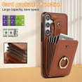 thumbnail image 4 of Phone Case for Samsung Galaxy A26 5G Wallet Cell Cover with Crossbody Strap, Ring Stand RFID Blocking Credit Card Holder Shockproof Drop Protective Case for Galaxy A26 5G Women Girls, Brown, 4 of 10