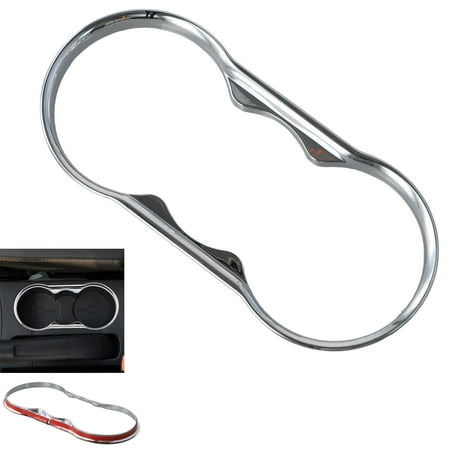 ABS Car Water Cup Holder Frame Cover for Ford Focus 2 MK2 2009-2011 and Fiesta MK7 2009-2013, Silver or Carbon Fiber Black Interior Trim Upgrade, Easy Install Center Console