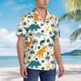 thumbnail image 5 of Daiia Dinosaurs and Tropical Leaves Hawaiian Shirt for Men Gentle Cotton Regular Short Sleeve Casual-3X-Large, 5 of 9