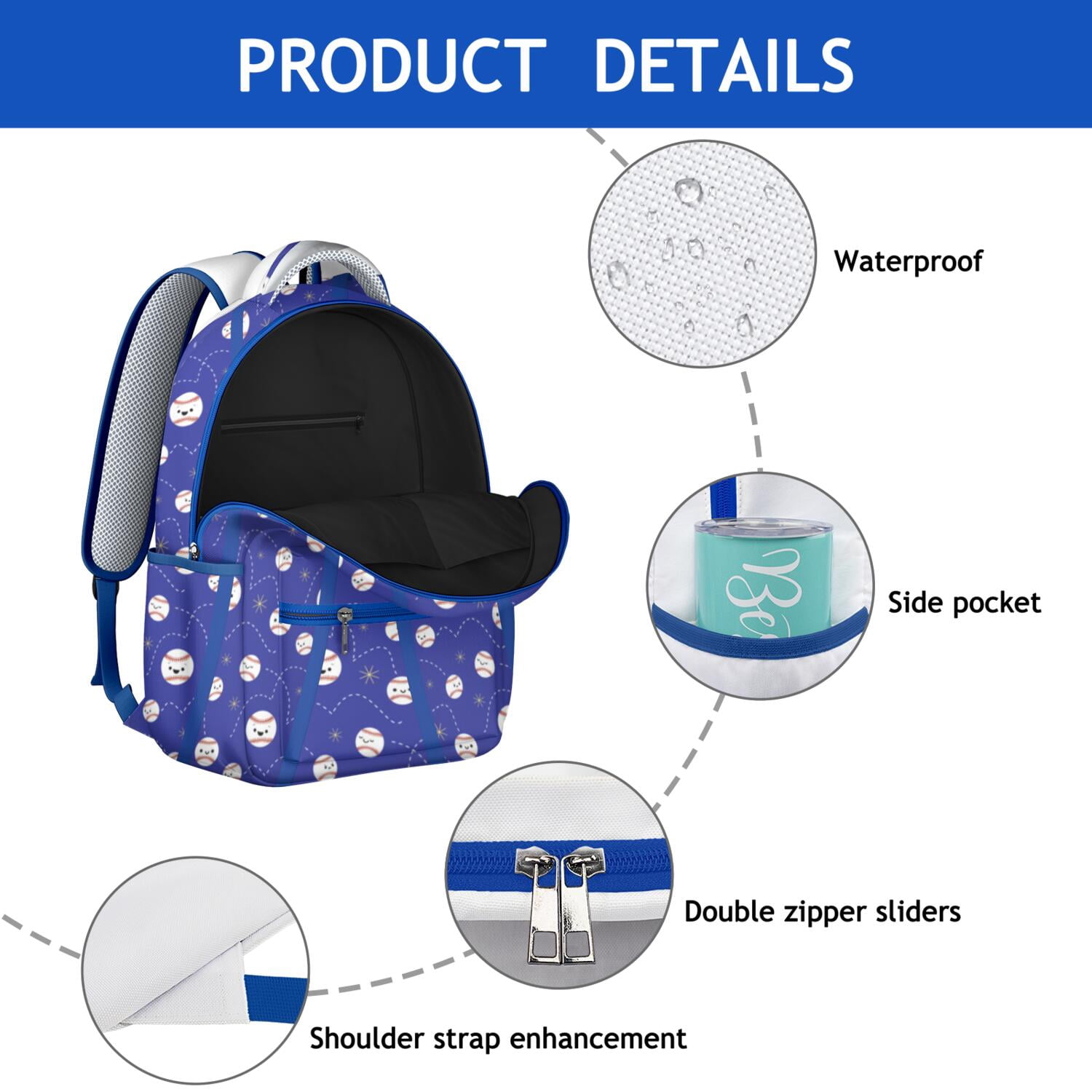 Durable Waterproof Bookbag for Teens - Lightweight Backpack with Padded Straps for Baseball & Soccer
