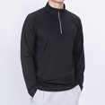 thumbnail image 5 of JUUYY Men's Quarter Zip Pullover Lightweight Long Sleeve Hiking Athletic Sweatshirts Performance Mock Neck 3/4 Zip Sweatshirt Black XXXXL, 5 of 9