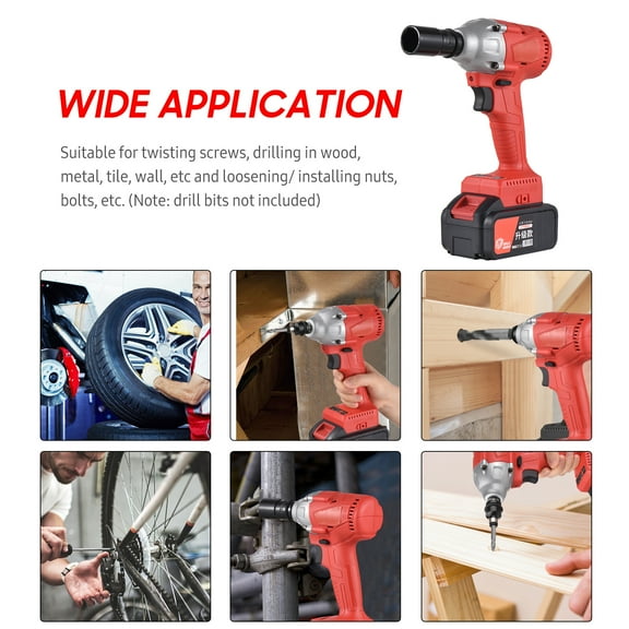 TFixol 21V Cordless Brushless Impact Wrench with 1/2in Chuck 320N.m Torque 1980W Handheld Power Wrench Kit Electric Screwdriver Variable Speed with 3.0Ah Lithium Battery Fast Charger for Removing Nuts