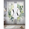 thumbnail image 2 of Letter X Sheer Curtains 108 inches Long, Alphabet Green Eucalyptus Leaves Plant Simple Light Filtering Sheer Window Curtains Rod Pocket Voile Drapes for Bedroom Living Room, 2 Panels 52"W x 108"L, 2 of 7