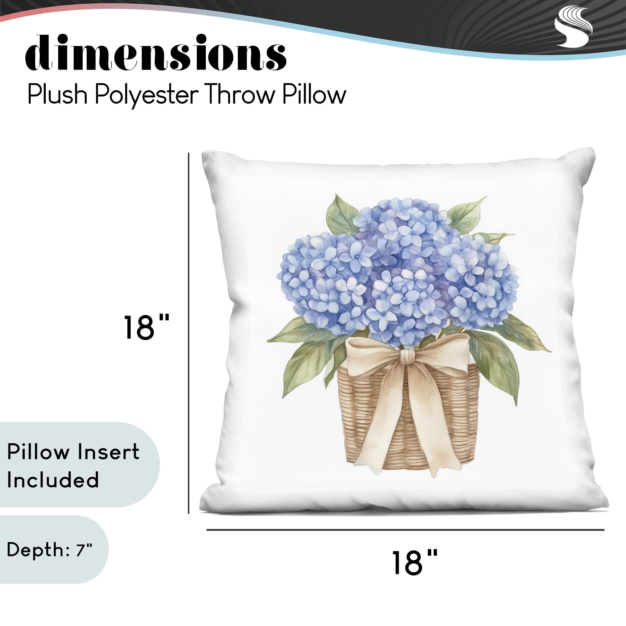 Stupell Industries Spring Picnic Hydrangeas Decorative Printed Throw Pillow, design by Petal Prints Design