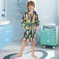 thumbnail image 5 of FORMRS Niños Bathrobe Unisex Hooded Robe Soft Plush Pajamas Sleepwear, Size 7-9T, Green Cubes, 5 of 7