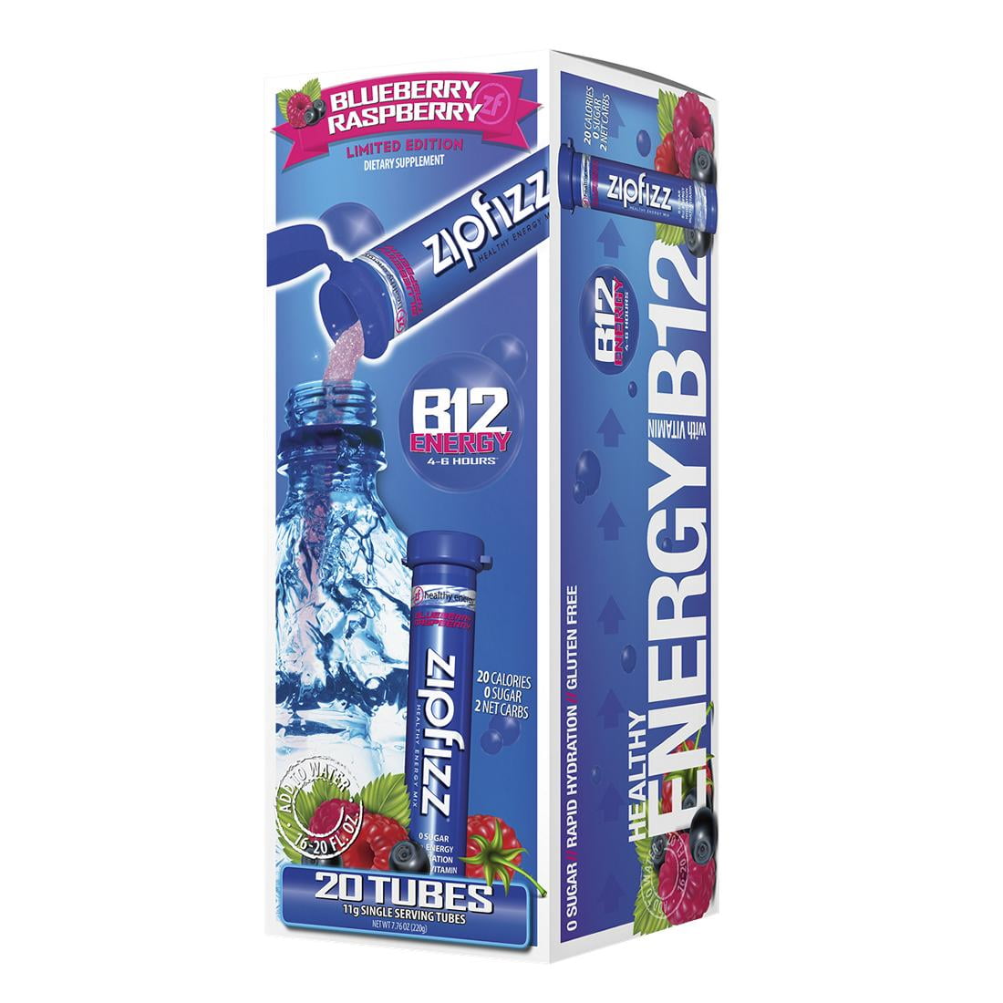 Zipfizz Blue Raspberry Energy Drink Powder, 20 ct.