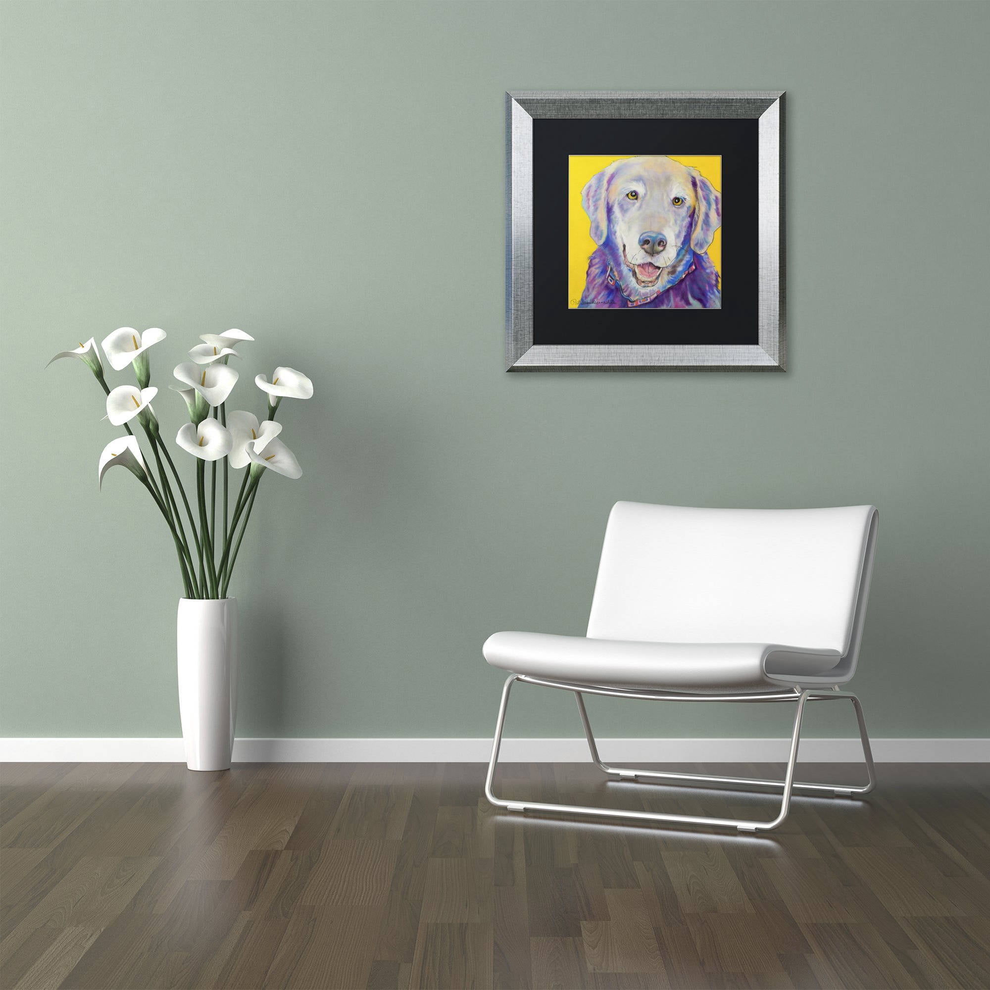 Trademark Fine Art "Willie" Canvas Art by Pat Saunders-White, Black Matte, Silver Frame