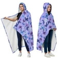 thumbnail image 2 of Wearable Blanket,Purple Butterfly Pattern Hooded Wearable Flannel Blanket for Adults & Teens with Buckle,Winter Poncho Shawl Wrap Cape,50"x60", 2 of 5