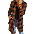 thumbnail image 3 of Women's Boho Tops For Women Flannel Fall Fashion Long Sleeve Plaid Button Down Shirt Shacket Blouse Top With Pockets Soft Lightweight Comfy 1Pc Jacket Blouses & Tops Womens Tops, 3 of 7