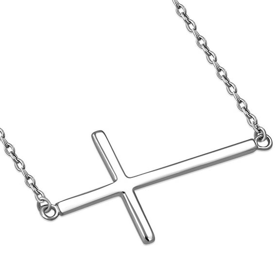 My Daily Styles Sterling Silver Sideways Cross Pendant Necklace, 925