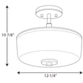 thumbnail image 3 of Progress Lighting Alexa Collection, 2-Light Semi-Flush, Antique Bronze, White Linen Glass Shade, 3 of 3