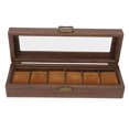 thumbnail image 1 of 6 Slot Watch Storage Display Box Wood Grain PU Leather Lockable Wristwatch Protective Box, 1 of 14
