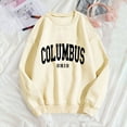 thumbnail image 3 of Bmisegm Women Fashion Letter Print Sweatshirt Long Sleeve Casual Round Neck Sweatshirt Womens Sweatshirts Stylish and Modern Beige XL, 3 of 4