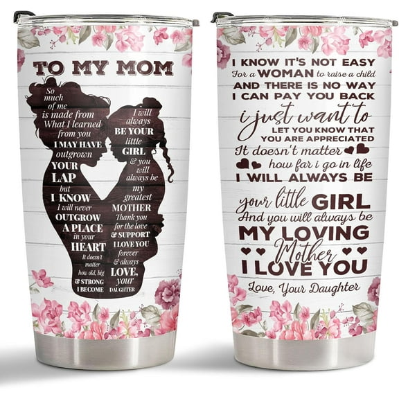 Letters To Mom Tumbler with Lid, 20 oz Stainless Steel Vacuum Insulated Mommy Cup, Mama Coffee Mug, Mom Gifts from Daughter on Birthday Mothers Day Christmas