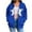 Blue, variant on Zip Up Hoodie for Womens Pullover Fashion Plus Size Stripe Pockets Zipper Long Sleeved Regular Top Hooded Sweatshirts Coat Outwear