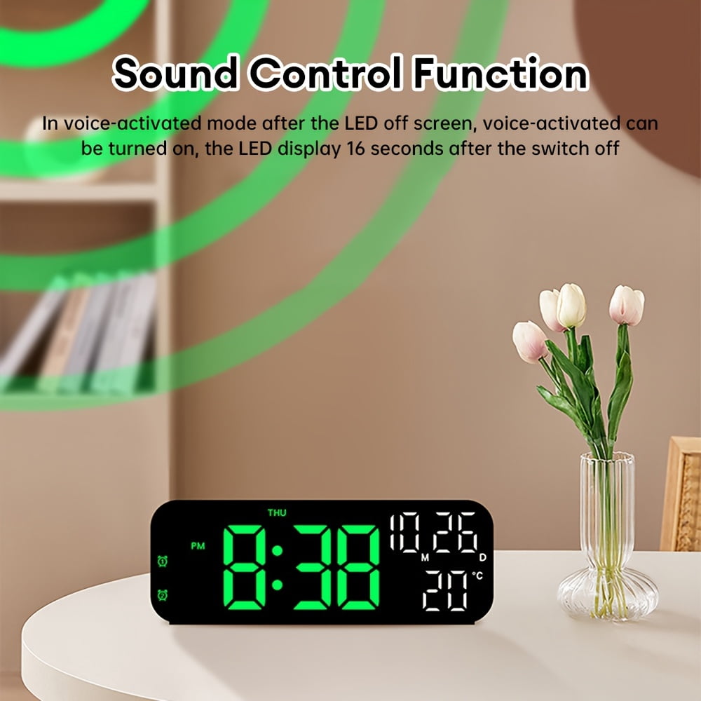 Large Digital LED Alarm Clock with Calendar And Temperature Display for Bedroom Living Room Table Desktop Decoration