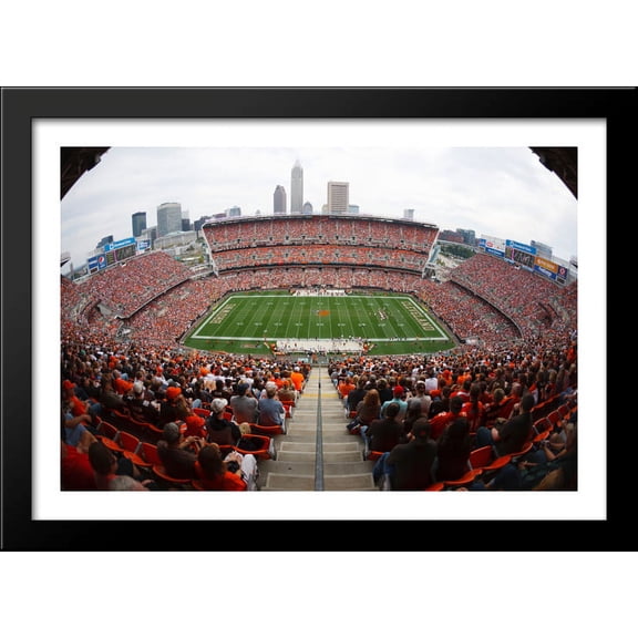 FirstEnergy Stadium 40x28 Large Black Wood Framed Print Art - Home of the Cleveland Browns