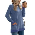 thumbnail image 5 of Tunic Tops to Wear with Leggings Long Sleeve Crew Neck T Shirts Casual Loose Fit Blue S, 5 of 6