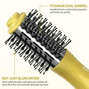 DAN Nano Titanium Hair Dryer Brush Dual Voltage Travel Blow Dryer Brush,Mini Oval Hot Air Brush,2 inch One Step Hair Volumizer Straightener