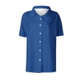 thumbnail image 5 of ClodeEU Women's Short Sleeve Button Notch Collar Shirt ,Casual Trendy Blouse Blue,Womens Plus S, 5 of 5