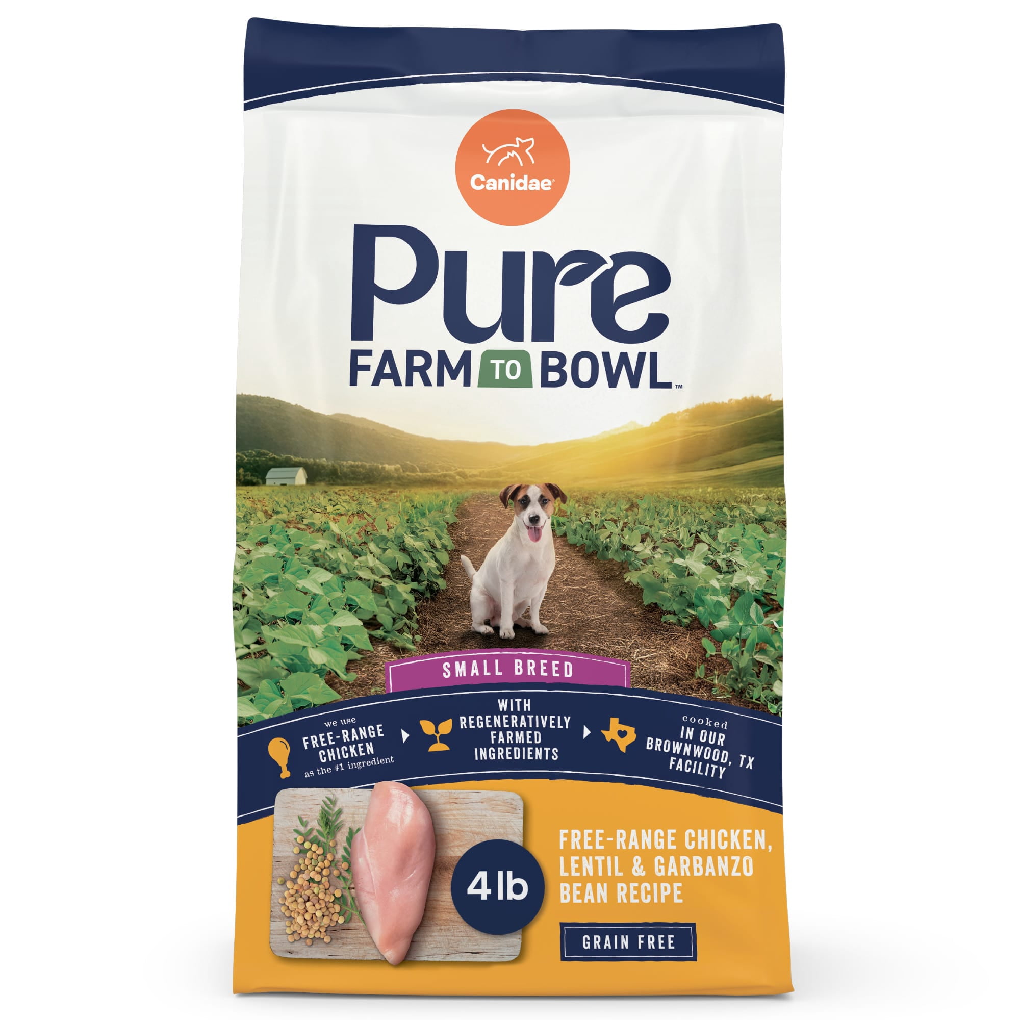 Canidae Pure Farm To Bowl Free-Range Chicken, Lentil & Garbanzo Bean, Small Breed Recipe Dog Food, 4 lbs.
