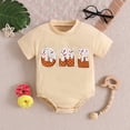 thumbnail image 2 of RMGVDSD Baby Boy Girl Romper Letter Embroidery Short Sleeve Round Neck Bodysuits Summer Clothes First Birthday Outfit 3-6 Months, 2 of 7